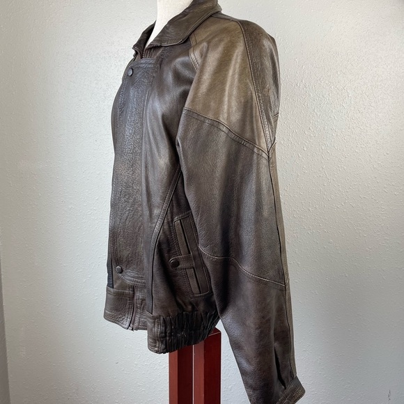 Ethiopian Two Tone Brown Leather Jacket Size XL - Picture 4 of 11